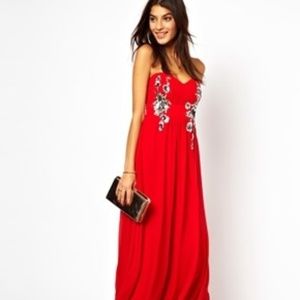 ASOS Little Mistress London Strapless Red Dress